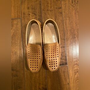 Tod's Perforated Tan Leather Loafers